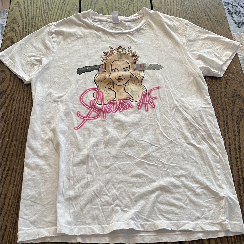 Stassi Schroeder Women’s Sz Medium Tshirt collar and waist‎ of shirt has flaws